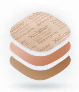 Image showing the three layers of the XULANE patch: the backing layer, the middle layer and the third layer